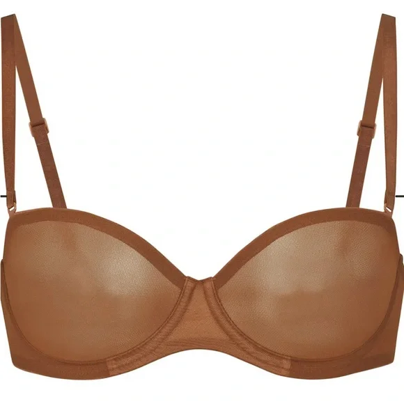 NWT SKIMS Ultra Fine Mesh Strapless Bra in Bronze 34D - Picture 2 of 10